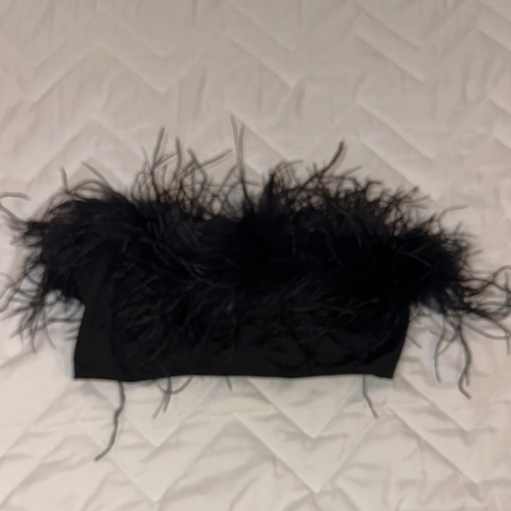 Black Feathered Tube Top